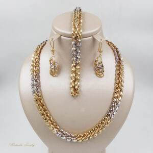 سرویس طلا شنل سفید و زرد کد S05