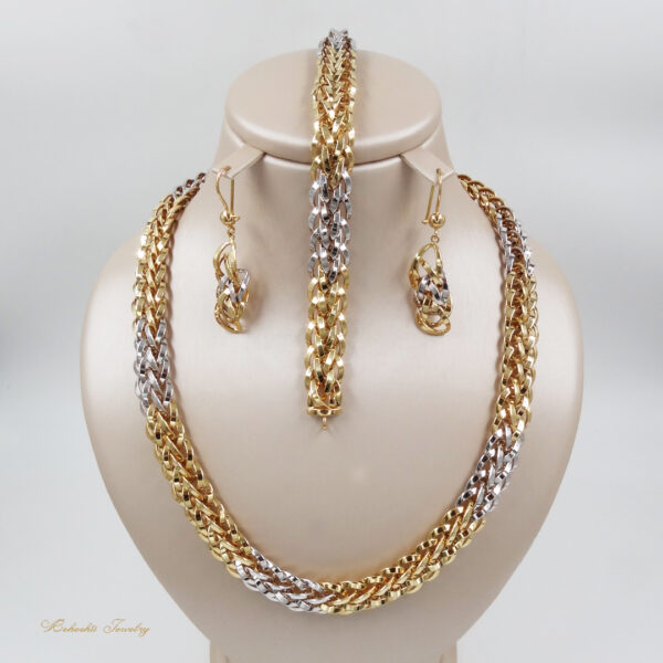 سرویس طلا شنل سفید و زرد کد S05