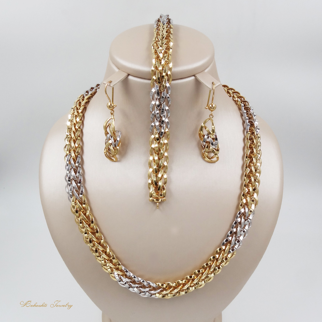 سرویس طلا شنل سفید و زرد کد S05