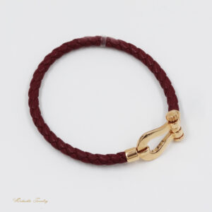 دستبند طلا و چرم مدل امگا کد B18